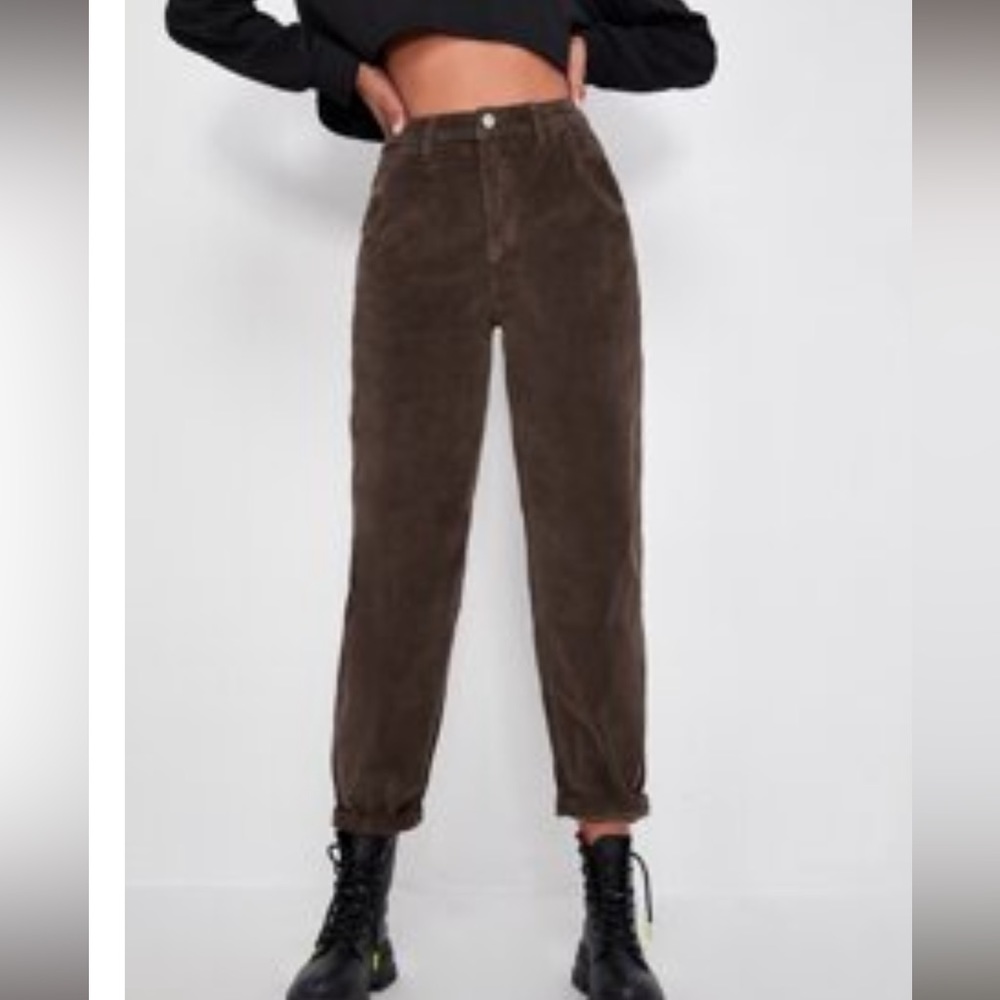 SHEIN High waist corduroy pants
